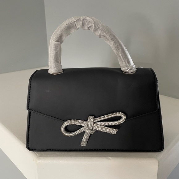 Black Rhinestone Bow detail Purse Bag - Picture 5 of 5